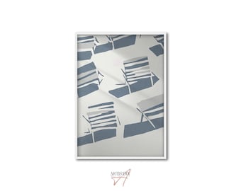 Abstract Sunbed Wall Art • Summer Art Print • Coastal Art Poster • Sunbathers Beach Print • Beach House Wall Decor • Summer Lover Gift