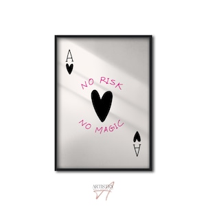 Poster da parete Ace Card • Arte da parete alla moda • Stampa moderna in nero e rosa • Arte da parete per carrello da bar • Stampa artistica da parete per camera da letto • Arte da parete per stanza preppy