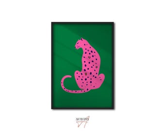 Cheetah Animal Print • Preppy Wall Art • Dorm Room Wall Decor • Aesthetic Wall Art Print • Pink Trendy Maximalist Wall Art • Modern Wall Art