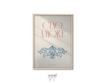 Ciao Amore Red Art Print • Typography Poster • Trendy Wall Art Print • Love Art Print • Apartment Wall Art • Modern Typography Poster
