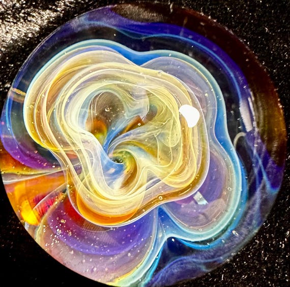 Borosilicate Glass Art Marble: Handcrafted Signed Collectible (1.20")