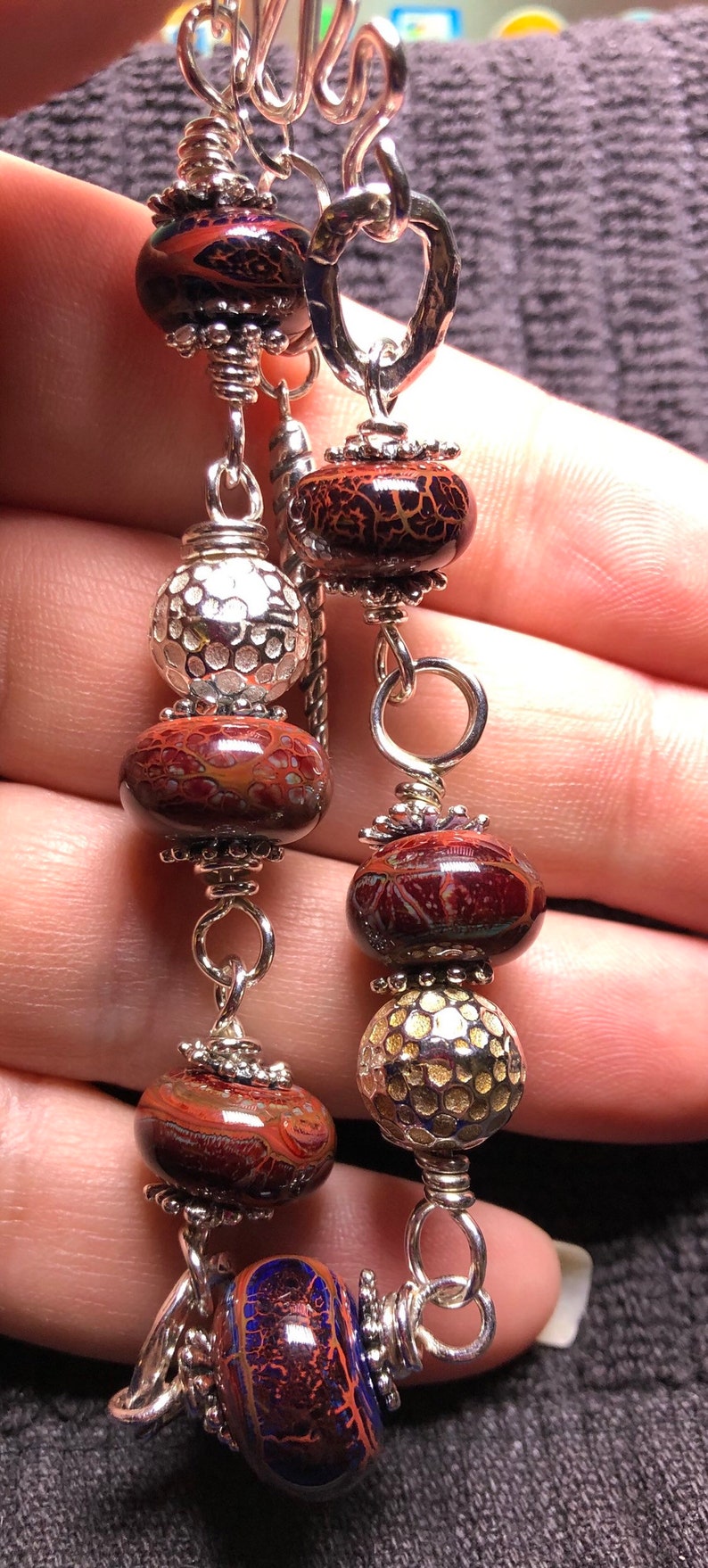 Girliegirlglass handmade lampwork bead and sterling silver beaded bracelet