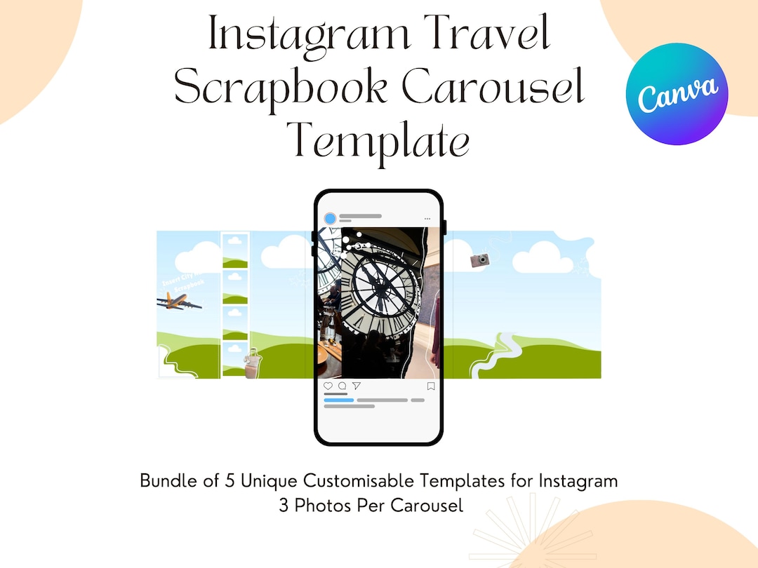 Instagram Travel Scrapbook Carousel Template - Etsy