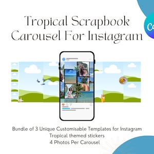 Modelo de carrossel de scrapbook digital tropical