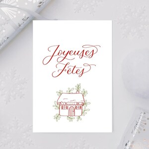 Carte de Noël calligraphiée « Joyeuses Fêtes » - Format A6, Carte de Vœux, Carte Brush Lettering Fait Main