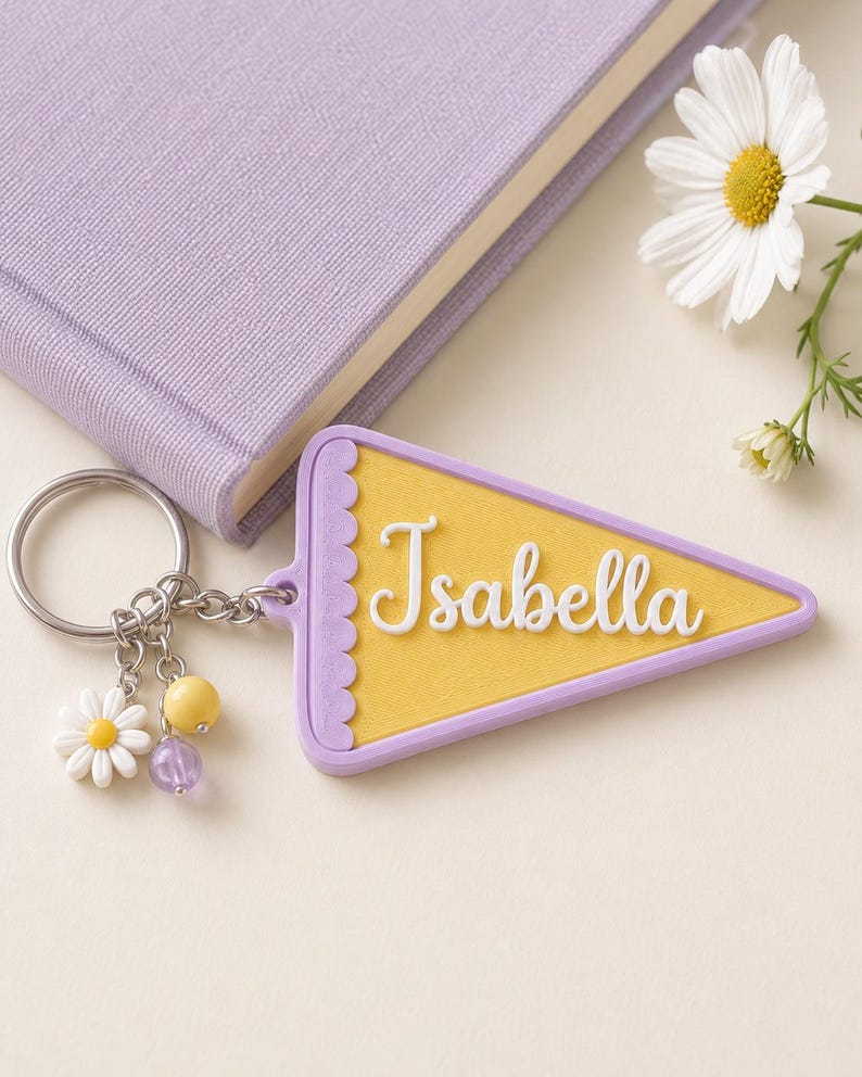 Pennant Name Keychain, 3D printed to order in Wentzville MO