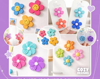 STL 3D Print File – Flower Magnet Bundle, 10 Designs | Fridge Decor