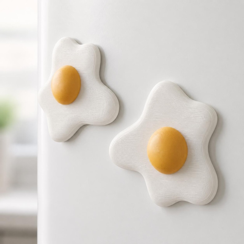 Fried Egg Magnet, 3D printed