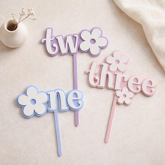 3D print file, cake topper, Age 1,2,3 birthday child, Happy Birthday, STL