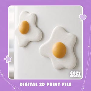 STL 3D Print File – Fried Egg Magnet | Fridge Magnet for Kitchen Decor
