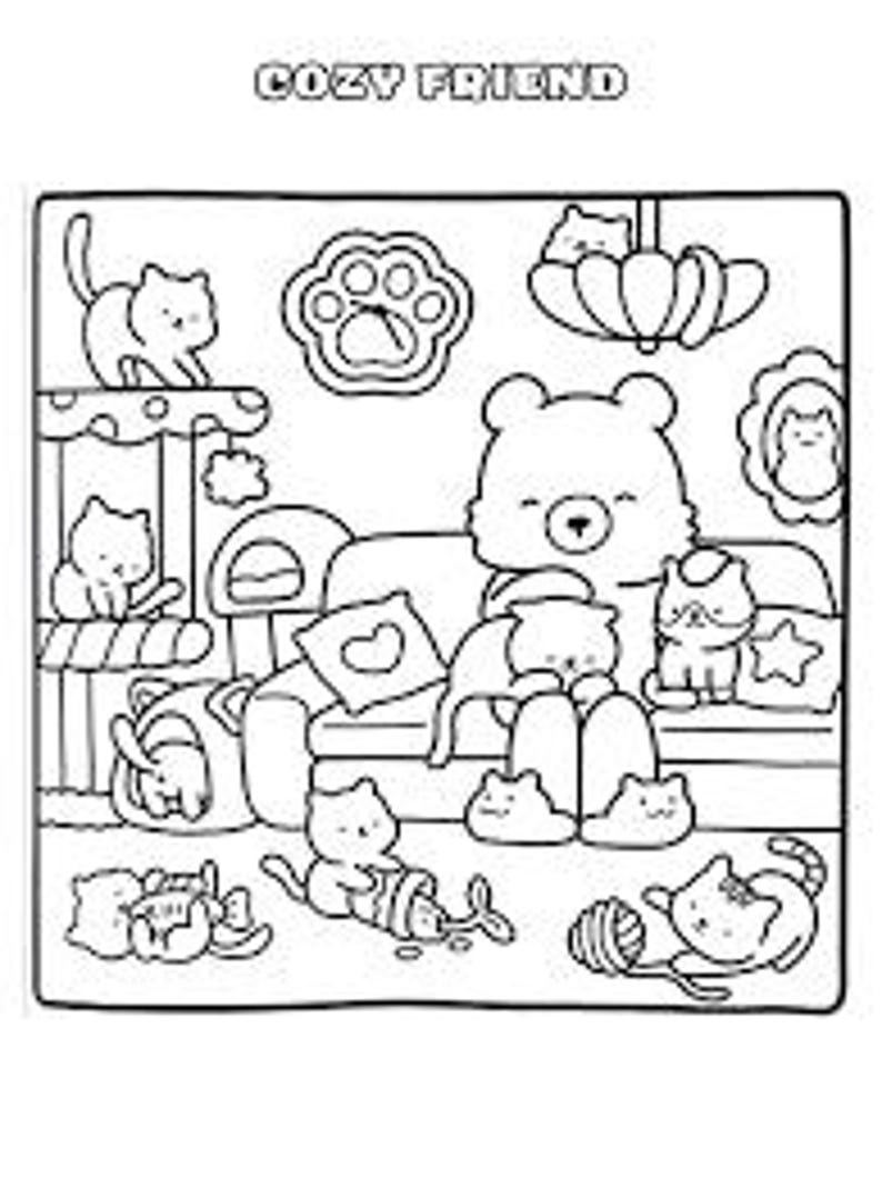 Coco Wyo Cozy Friends Cute Coloring Book 40 Pages Digital Download ...