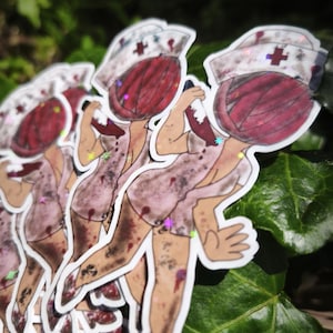 Silent Hill Nurse Cute, Glittery Sticker