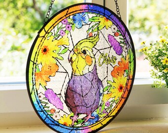 Vitrales con forma de colibrí, atrapasol con forma de colibrí, colibrí para colgar en la ventana, decoración de interiores, vitrales con forma de flores