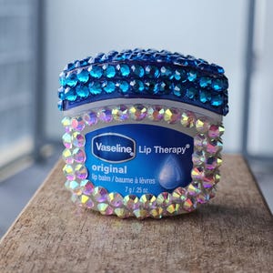 Rhinestone Vaseline Lip Balm Jar: Bling Crystal Embellished (0.25oz/7g)