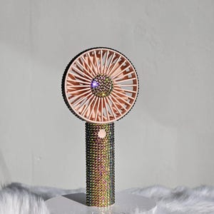 Bedazzled Pink Rhinestone Bling Handheld Fan – 3-Speed, USB Rechargeable, Travel Fan, Gift for her, Bridesmaid gift, crystal hand Fan