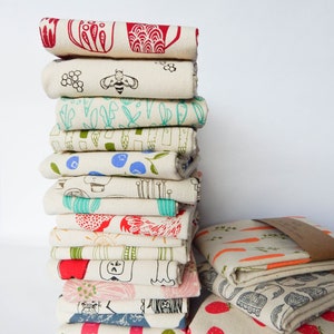 Set of 3 Hand Printed Kitchen Towels, Choose Your Set, Hostess Gifts, Zero Waste