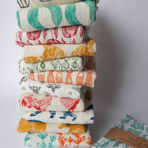 Handmade Kitchen Towels, Hand Printed Kitchen Towels, Towel Set