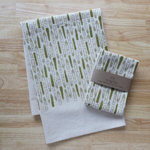 Hand Printed Asparagus Kitchen Towel: Natural Cotton Gardener Gift image 2
