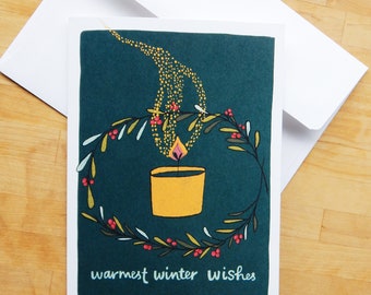 Warmest Winter Wishes Card, Winter Solstice Card, Holiday Card Set of 5