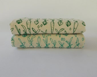 Vegetable Print Cotton Towel, Hand Printed Kitchen or Hand Towel, Choose Your Color