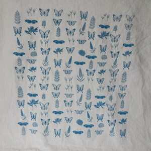 Butterfly Floral Kitchen Towel, Hand Printed, Natural Cotton, Choose Your Color image 5