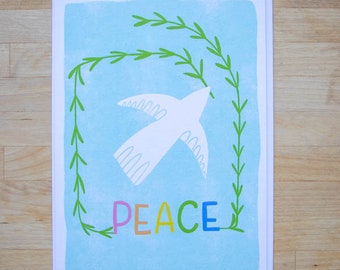 Peace Dove Sympathy Card: Rainbow Illustration (5x7)