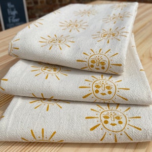 Sun Kitchen Towel, Handprinted Kitchen Towels, Sun Towel