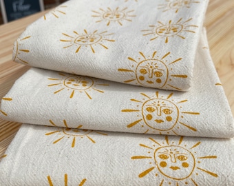 Sun Kitchen Towel, Handprinted Kitchen Towels, Sun Towel