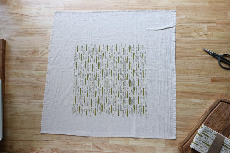 Hand Printed Asparagus Kitchen Towel: Natural Cotton Gardener Gift image 5