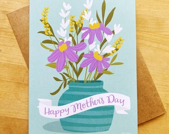 Hand-Illustrated Mother's Day Card: Spring Bouquet
