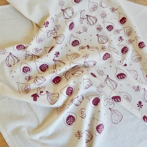 Fig Towel, Kitchen Towel or Hand Towel, Handprinted, Natural Cotton image 5