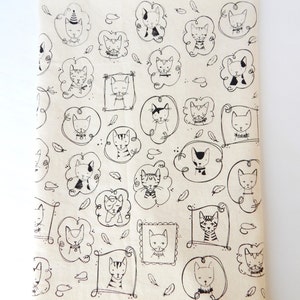 Cat Kitchen Towel, Hand Printed, Natural Cotton Kitchen or Hand Towel, Choose Your Color