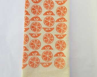 Hand Printed Citrus Kitchen Towel or Hand Towel, Choose Your Color