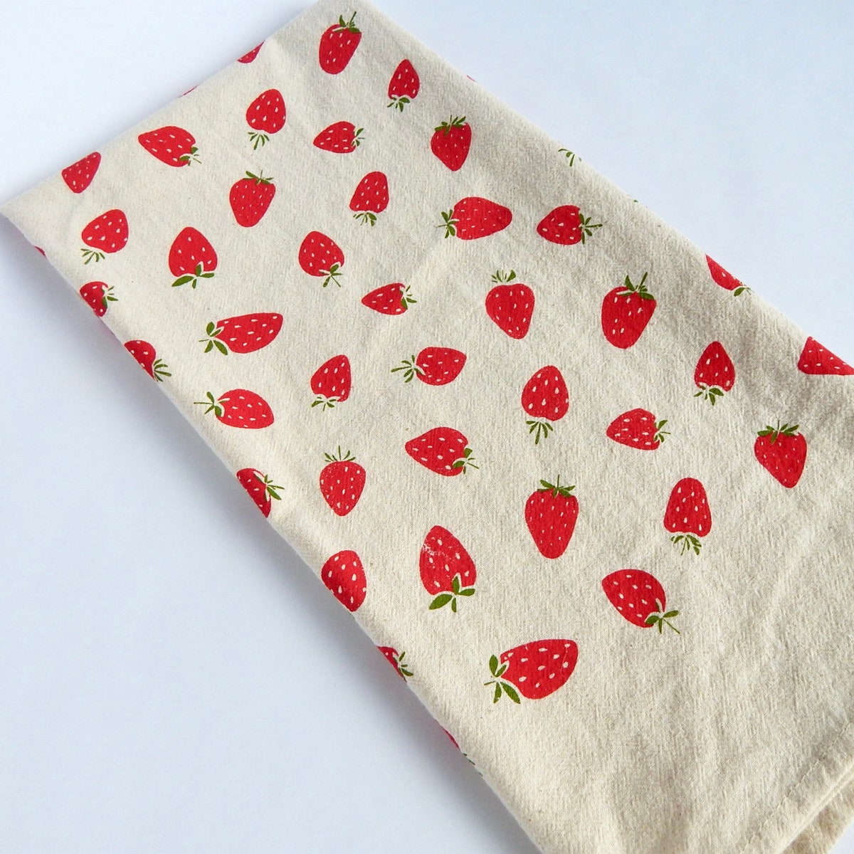 Hand Printed Strawberry Kitchen Towel