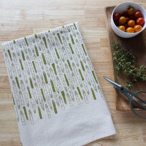 Hand Printed Asparagus Kitchen Towel: Natural Cotton Gardener Gift image 8