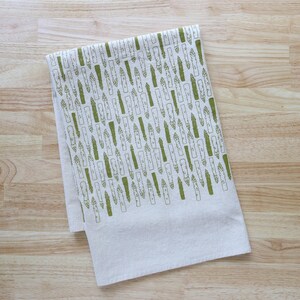 Hand Printed Asparagus Kitchen Towel: Natural Cotton Gardener Gift image 4
