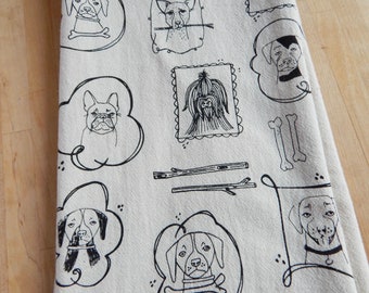 Dog Kitchen Towel, Handprinted