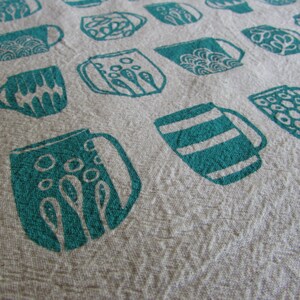 Mug Kitchen Towel, Hand Printed, Cotton, Choose Your Color image 4