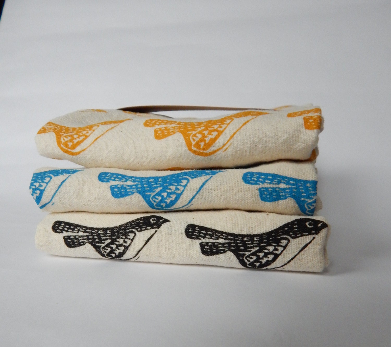 Kitchen Towel Hand Printed Towel Bird Kitchen Towel Cotton Etsy