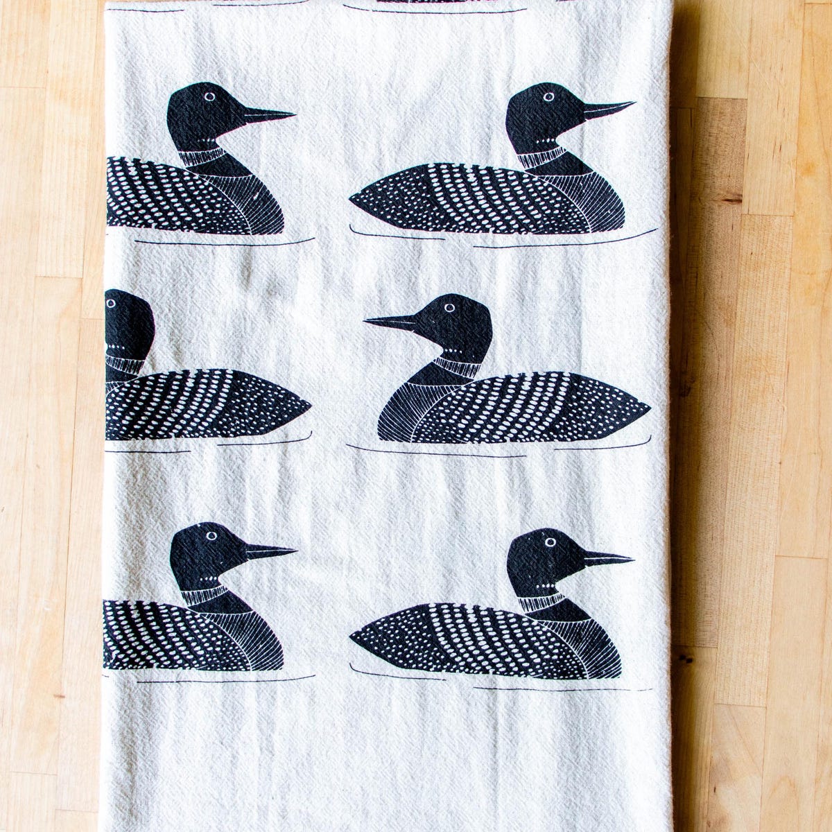 Loon Kitchen Towel, Handprinted