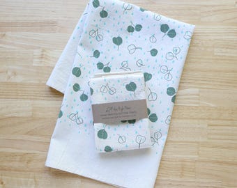 Eucalyptus Seedling Spring Tea Towel, Housewarming or Hostess Gift