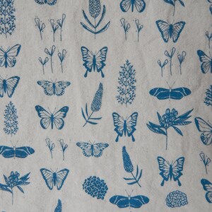 Butterfly Floral Kitchen Towel, Hand Printed, Natural Cotton, Choose Your Color image 4