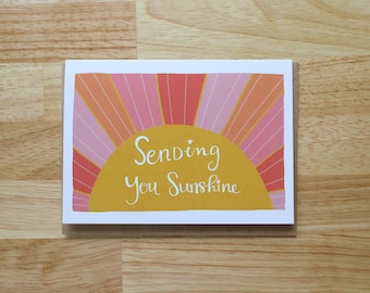 Hand-Drawn Sunshine Greeting Card: Encouragement, Sympathy, Blank Inside