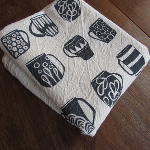 Mug Kitchen Towel, Hand Printed, Cotton, Choose Your Color image 3