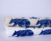 Bear Kitchen Towel, Hand Printed, Bears and Acorns, Cotton, Choose your Color