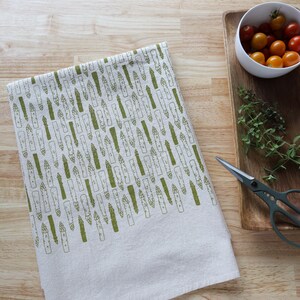 Hand Printed Asparagus Kitchen Towel: Natural Cotton Gardener Gift image 10