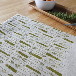 Hand Printed Asparagus Kitchen Towel: Natural Cotton Gardener Gift image 9