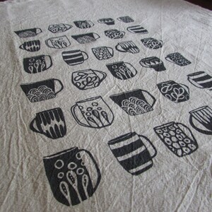 Mug Kitchen Towel, Hand Printed, Cotton, Choose Your Color image 5