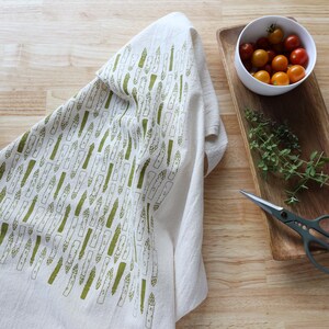 Hand Printed Asparagus Kitchen Towel: Natural Cotton Gardener Gift image 7