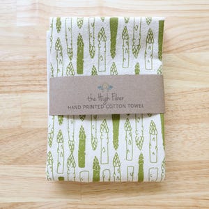Hand Printed Asparagus Kitchen Towel: Natural Cotton Gardener Gift image 3